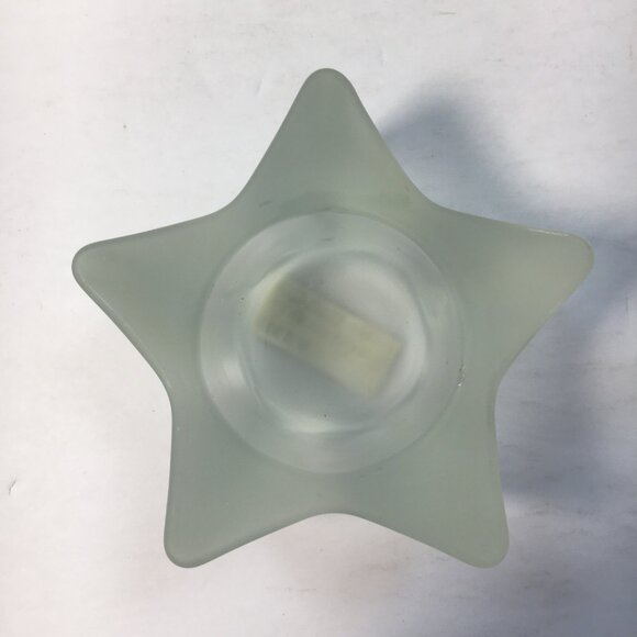 Ikea 2 Star Shaped Frosted Glass Candle Tea Light Holders 1.5" High 3" Diameter - Picture 2 of 7